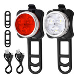 Pack Luces Led Para Bicicleta Trasera Y Delantera - Usb Rec. Color Negro