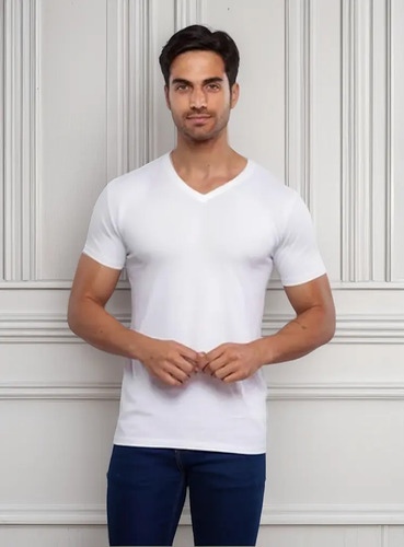 Playera Cuello V 100% Algodón Hombre Jhk Manga Corta | Envío gratis