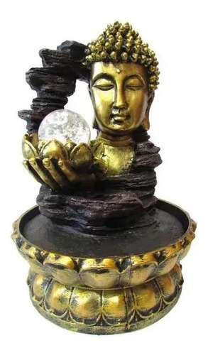 Fonte De Decoração Feng Shui Cabeça De Buda Com Led Bivolt