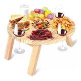 Mesa Tabla De Madera Picnic Plegable Comida Picoteo Viajes