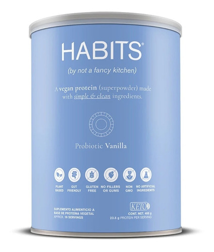 Habits By Nfk Proteína Vegana En Polvo Sabor Vainilla, 488g Sabor Vainilla