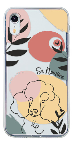 Funda Para iPhone Mujer Perrito Poodle Minimal Su Nombre