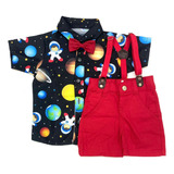 Conjunto Infantil Astronauta Preto Roupa Menino Festa