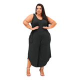 Macacão Plus Size  Pantacourt Pantalona Cinto Liso G1 G2 G3