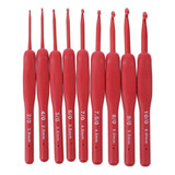 Kit De Ganchillo De Silicona Roja Para Tejer, 9 Unidades