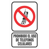 Cartel Prohibido El Uso De Teléfonos Celulares 15x25 Cm 