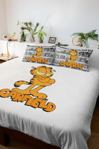 Manta De Casal Garfield Decoração Top Quarto Infantil 3 Pçs
