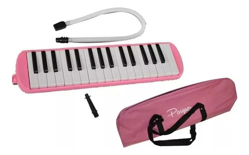 Melodica A Piano Parquer 32 Notas Rosa Con Funda Manguera