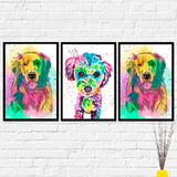 Quadros Cachorros Poddle E Golden Retriever Decorativo Pet 