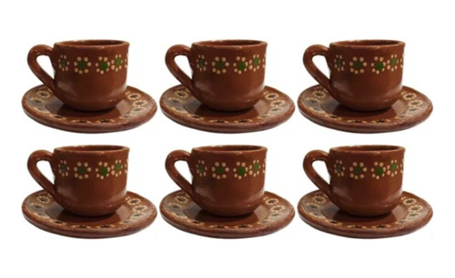 Taza Plato Juego De Barro Atole Cafe 400ml Chocolate 6pzs