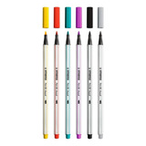 Caneta Stabilo Pen 68 Brush 6 Cores