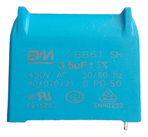 Capacitor Cbb61 Sh 3.5 Mf Para Soldar En Tarjeta Minisplit