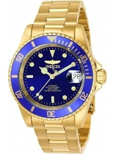 Relógio Invicta Pro Diver 8930ob Automático - 100% Original Cor Da Correia Dourado Cor Do Bisel Dourado Cor Do Fundo Azul-marinho