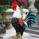 Decoración De Gallo De Metal Chisheen Para Jardín, Patio Y C