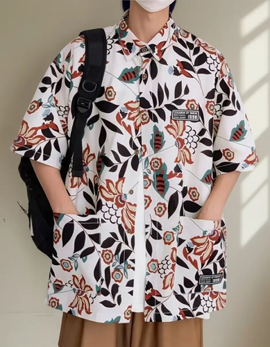 Camisa Hawaiana Con Estampado Floral Para Casual Hombre