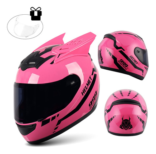 Casco Abatible Moto Deportivo Diseño Negro Rosa Certificado