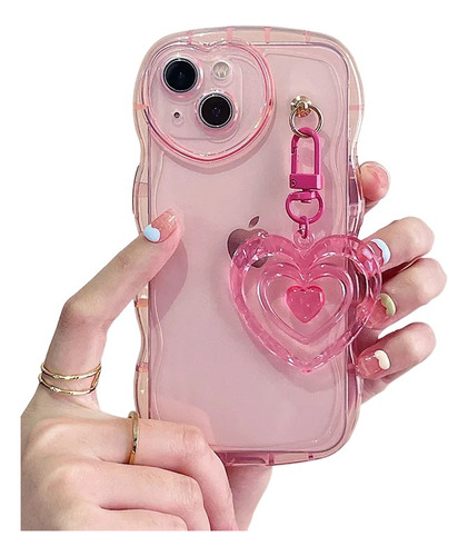 Funda De Transparente Para iPhone Corazón De Amor + Llavero