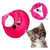 Brinquedo Pet Túnel Para Gatos Cães Interativo Dobrável Rosa