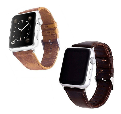 Correa De Piel Retro Premium Para Apple Watch + Mica Y Case