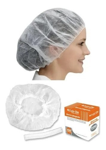 Gorro Blanco Cofia Oruga Quirúrgicos Desechable Caja X 100