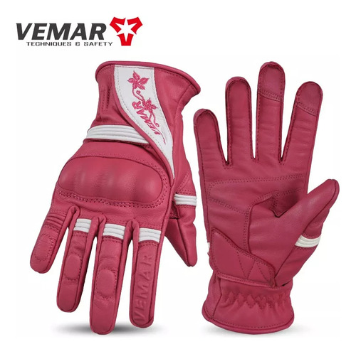 Guantes De Moto Vintage Para Mujer, Guantes De Piel Rosa Pa