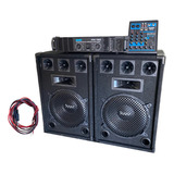 Combo Audio 2 Bafle 12 + Potencia + Mixer 4 Canales Bt Y Usb