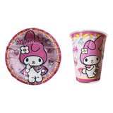 My Melody 20 Platos Y 20 Vasos Niños Sanrio Party Niñas