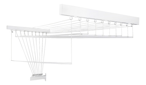 Varal De Teto Individual 12 Varetas Alumínio Forte 140 Cm