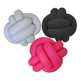 Almofada Decorativa Nó Nózinho Grande Kit Com 3 Pçs Cor Viva Cor Branco/preto/pink Desenho Do Tecido Liso