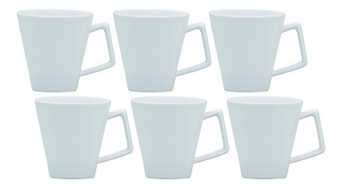 Set X6 Jarro Mug Mini Quartier 220 Cc Cuadrado Blanco Oxford