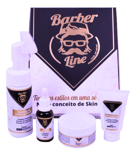 Kit Para Pele Skin Care Cuidado Limpeza Barber Line Unissex