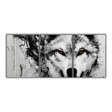 Cuadro Decorativo Tríptico Lobo Black