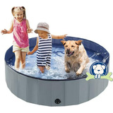 Piscina Plegable Para Perros Y Niños, 48 X 12 Pulgadas Gris.