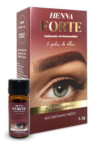 Henna Forte Delineador Design Sobrancelhas Profissional 1.1g Cor 4.0 Castanho Médio