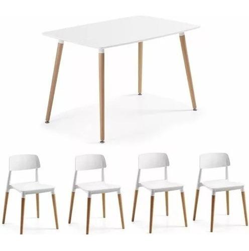 Juego Comedor Mesa Eames 120x80 + 6 Sillas Milan 