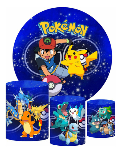 Trio Capas De Cilindro + Painel Redondo 1,50 Pokemon