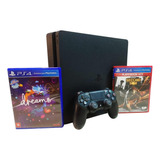 Sony Playstation Ps4 Slim 1tb Preto Seminovo + 2 Jogos