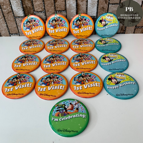 Lote 17 Broches Buttons Bottons Parque Da Disney Disneyland