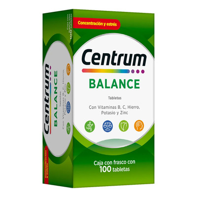 Centrum Balance Multivitamínico con Vitamina B, Vitamina C, Hierro, Potasio y Zinc 100 Tabletas | Meses sin interés