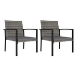 Sillas De Comedor De Jardín 2 Piezas Poly Rattan Grey Mod1