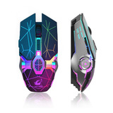 Mouse Gamer Sem Fio Recarregável X13 Usb Wireless Rgb Cor Preto Retro Ilumina