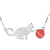 Lotus Fun Collar De Plata De Ley S925 Con Colgante De Gato J