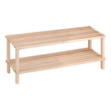 2-tier Natural Wood Shoe Rack Sho-09368 Natural