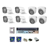 Kit Dvr 08 Canais Hikvision / 08 Cameras Colorvu / Hd 1tera.