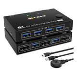 Chaveador Switch Kvm Display Port 2x1 Displayport 4k Usb 3.0