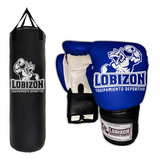 Kit Bolsa 90cm Cordura Rellena + Guantes Boxeo Kick Boxing 