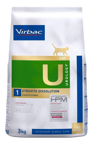 Alimento Virbac Veterinary Hpm U1 Struvite Dissolution Para Gato Sabor Mix En Bolsa De 3kg