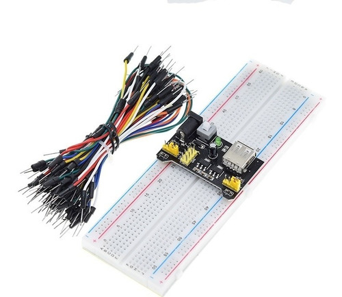 Kit Protoboard 830 Puntos + 65 Cables Jumper +  Fuente Mb102