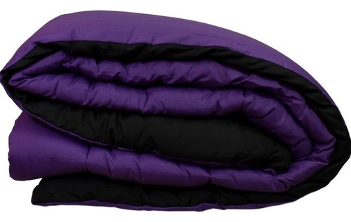 Acolchado Fidelna A25 Lisos 2 1/2 Plazas Diseño Liso Color Violeta Y Negro De 220cm X 230cm