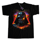 Remera De Algodon Star Wars Darth Vader Fuego Estampa Grande